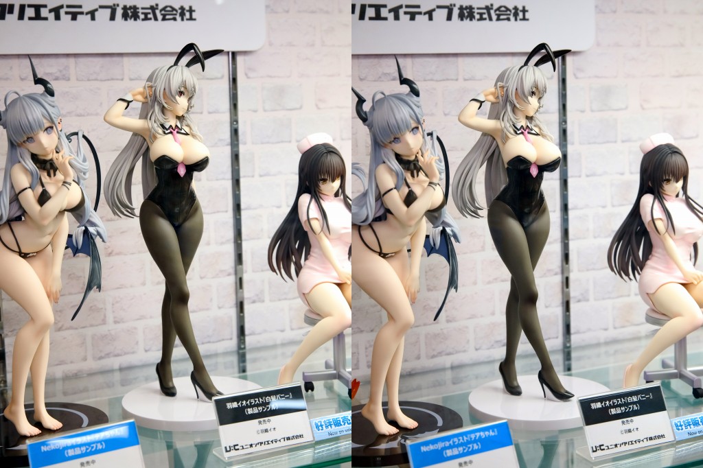 ユニオンクリエイティブ 白髪バニー フィギュア展示を立体視で撮影